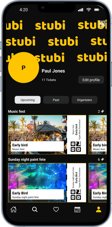 Stubi app iphone profile screen